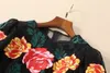 2019 marca de primavera mesmo estilo vestido de formatura de formatura de baile pescoço mid bezerro de manga curta malha bordado mulheres roupas sh