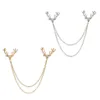 12pcs / Lot Unisex Deer Head Broche Elk Antler cadeia de borla emblema do Pin Brasão Neutro Camisa Suit Collar Needle festa de jóias