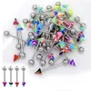 10PCS/Set Color Mixing Fashion Body Piercing Jewelry Acrylic& Stainless Steel Eyebrow Bar Lip Nose Barbell Ring Navel Earring Gift