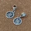 50 pcs/lot Antique argent Alphabet initial disque "M" pendentifs à breloque pour la fabrication de bijoux Bracelet collier accessoires de bricolage 14.8x30.8mm A-397a