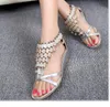 Wholesale sandalen bohemian fashion kralen parels lage hakken dames platte gladiator sandaal flip-flops