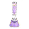 12" Handpainted Floral Glass Beaker Bong Water Pipe Hookah 7mm Thick Ice Ash Catcher Dab Oil Rigs Smoking Bongs Bubbler Pipes Bowl