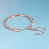 Rosévergoldete Handketten Damen Schlangenkette Schieberarmbänder Hochzeitsschmuck für Pandora 925 Silberarmband mit Originalverpackung