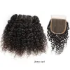 Estensione dei capelli umani ricci brasiliani Deep Water Jerry Curl Weave Bundles Colore naturale Ricci corti 10 12 pollici 4 pacchi / set Capelli Remy