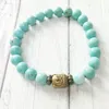 MG0410 Natural Blue Turquoise Bracelet Set Fashion Women`s Buddha Head Lotus Bracelet Heart Chakra Energy Yoga Jewelry Wholesale