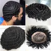 Men Hair System Wig Mens Hairpieces Wavy Mono مع NPU Toupee Jet Black 1 Virgin Indian Remy Hush Hair Presentive for Black Men7676273