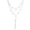 Collier à breloques multicouches pour femmes, 35 et 41cm, avec chaîne à pampilles de 10cm de Long, style Boho, plage, Sexy, losange en cristal, bijoux multiples