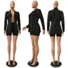 女性オフィスビジネススーツカーディガンブレザーコートとショートパンツスーツスリムフルスリーブ2ピースセットクラブウェア衣装S-XXL