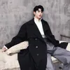 Höst vinter män mode vintage dubbelbröst lång trench coat koreanska stil överrock män casual lös lång jacka överrock