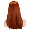 Parrucche per capelli sintetici da donna medio lunghe dritte Cosplay arancione scuro 50 cm