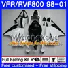 Kropp för Honda Interceptor VFR800R VFR800 1998 1999 2000 2001 259HM.43 VFR 800RR VFR 800 RR Repsol Silver VFR800RR 98 99 00 01 Fairing Kit