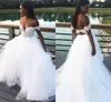 Simple Beach Wedding Dresses Hollow Back Off Shoulder Short Sleeve Lace Top Tulle Skirt Boho Bridal Gowns A Line Vestidos De Noiva