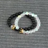 Nya par Smycken CZ Crown Armband Partihandel 5 Sats / Parti 8mm Naturlig Matt Onyx Flash Pärlor Beaded Armband för kärlek