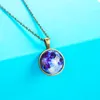 Ciel étoilé collier système solaire univers collier boule de verre pendentif temps gemme collier lumineux pour cadeau de noël