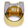 Cubic Zirconia Ice Out Bling Golden Big Wide Hip Hop Rings Gold Color Geometric Men Hiphop Rapper CZ Ring Jewelry9190901