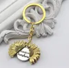 Sunflower shaped keychain sunflower double lettering can open keychain gift