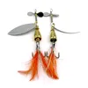 tüy kancalarla Metal Spinner Bait 8.4cm 13.2 g spinner jig Balıkçılık cazibesi VIB Bıçaklar Döndür Spinnerbaits