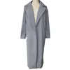 겨울 재킷 여성 양모 블렌드 코트 와이드 옷깃 포켓 외형 긴 트렌치 코트 겉옷 flemed1