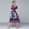 Designer klänningar bana 2021 högkvalitativ höst casual tröja klänning kvinnor båge vintage vestidos robe femme1