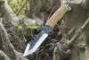 Utomhusöverlevnad Rak kniv 440C Satin Tanto Blade Full Tang Paracord Handle Fixed Blade Knives With Leather Mantel