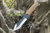 Utomhusöverlevnad Rak kniv 440C Satin Tanto Blade Full Tang Paracord Handle Fixed Blade Knives With Leather Mantel