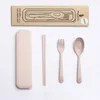 Exquisite Gezondheid Milieu Tarwe Platycodon Straw-bestek Set Draagbare Camping Servies Lepel Fork Chopsticks Camp Kitchen