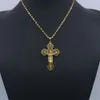 Klassisk stil Filigree Jesus Pendant Chain18k gult guldfyllda kvinnor Mens Cross Pendant Halsband Crucifix Choker6108589