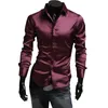 Huation Mens Silk Shirt 2019 Mode Märke Mäns Långärmad Skjorta Män Camisa Social Masculina Casual Black Men Dress Shirts