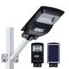 Luces de calle LED solares 30W/60W/90W Luz solar LED PIR Sensor de movimiento Lámparas de sincronización + Control remoto a prueba de agua para Plaza Garden Yard