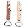 Trähandtag Vinöppnare Rostfritt Stål Handhållen Deluxe Bottle Opener CorksCrew Double Hinge Servitörer Vinflasköppnare