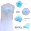 100PCS Wedding Party Organza Fabric Ribbon Chair Sashes For Banquet Event Birthday Party Decoration Home Textile Chair Cover1