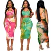 Fashion Women Outfits Sleeveless Vest Crop Top + Bandage Skirt 2 Piece Set Bodycon Sports Tanks Skirts Tracksuit Night Club Suit Wearings