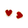 New Fashion Luxury Designer Womens Enamal Red Black Big Heart Stud Örhängen Personliga Punk örhängen Studs Smycken Gåvor för Kvinnor