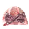 Hot Sell Bow Sequin Pearl Stickad Hat Baby Mode Vinter Varm Krympning Nyfödda Kepsar Ullhattar