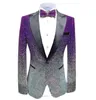 Costume pour hommes, bleu Royal, argent, veste à la mode, Blazer, fête de bal, dîner, smoking, veste de Performance pour scène de mariage, Costume brillant