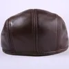 Designer Men's Real Genuine Leather hat baseball Cap Newsboy Beret Hats Winter Warm Cowhide Caps233O