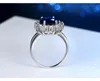 Groothandel-vrouw retro saffier ring luxe designer sieraden CZ diamant verzilverd dames ring verjaardagscadeau Gratis verzending