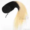 VMAE PERUVIAN Virgin Hair Clip in Elastic Band Drawstring Black 1B 613 Blond 2 Tone Ombre Straight Human Hair Ponytail