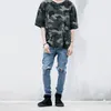 FEAR OF GOD style men's pants jumpsuit urban rock star distressed skinny designer zipper ripped broken hole jeans high quality