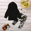 Småbarn barn baby pojke brev hoodie t shirt toppar camo byxor outfits kläder set av hög kvalitet vetenskap enfant fille w80618000908