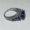 Choucong – bague fleurie faite à la main en argent sterling 925, 4ct bleu 5A cz, bague de mariage d'anniversaire pour femmes, bijoux de fête