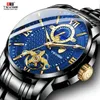 2021 TEVISE Men's Fashion Watch Moon Phase Luxury Business Men Watch Tourbillon Design Stainless Steel Strap Wrist Watches