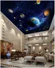 Personalizado Grande foto 3D papel de parede 3d murais de teto papel de parede azul espaço do salão do planeta zenith teto do quarto papel de parede mural
