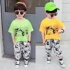 Mode Boys Set Passar Summer Casual Kids Cartoon Short Sleeve T Shirt + Harem Byxor 2st / set Kläder B1344