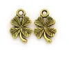 200PCS Alloy Vintage Antik Silver Golden Plated Leaves Clover Charms Handgjorda DIY Pendants för smycken gör 15x10mm