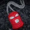 Męskie Iced Out Hip Hop Chain Wisiorki Luksusowe Designer Biżuteria Mężczyźni Oświadczenie Naszyjnik Duży Wisiorek Moda Charms Hiphop Czerwony Maska Horror Hood