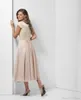 LAND TEA LENGTE Lange bescheiden bruidsmeisjekleding met mouwen Lace Chiffon Mother's Casual Wedding Prom Dresses Bruiden Maids jurken