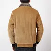 Mäns Jackor 3 Färger Mens Mode Corduroy Bomull Tillfälligt Tjocken Lapels StreetWear Outdoor Jacket Motorcykel Outwear