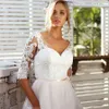 Половина рукава свадебное платье V образным вырезом кружева тюль юбка спинки свадебные платья Vestido de Novia 2020 свадебные платья