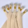 Vmae Remy Virgin Natural Blonde Zachte Keratin Fusion 50g Dubbel getrokken Rechte Plastic Tip Nano Ring Link Koningin Ruwe Hair Extensions